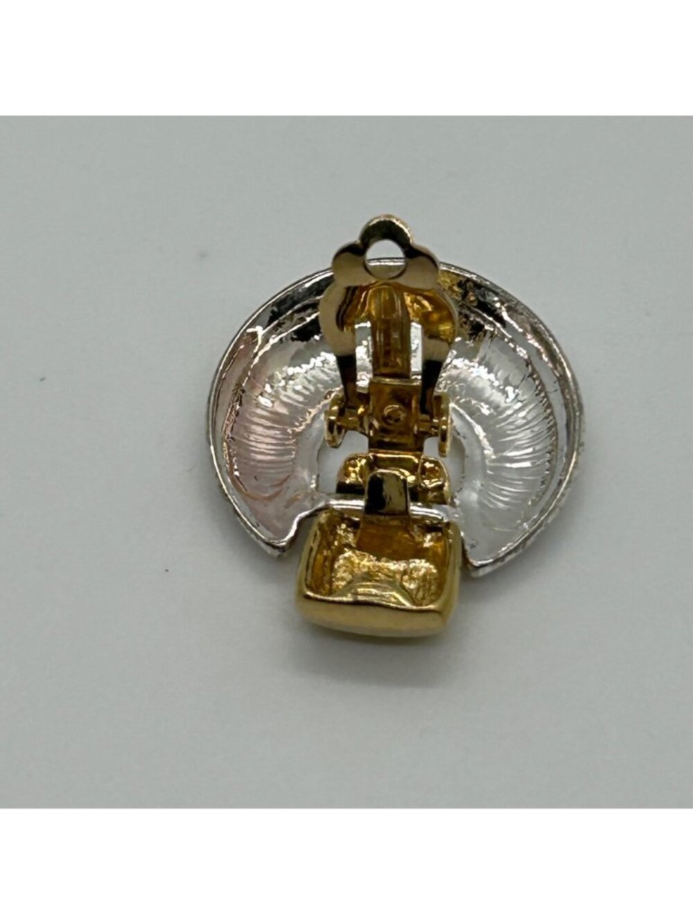 Anne Klein II Clip-On Earrings  Silver & Gold Tone Y2K Door Knockers Vintage - Picture 10 of 13
